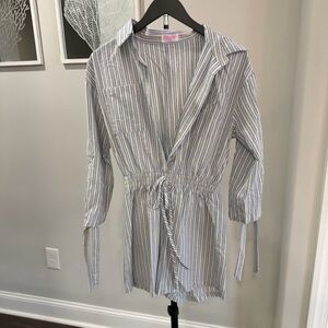 Pink Lily Blue & White Striped Romper